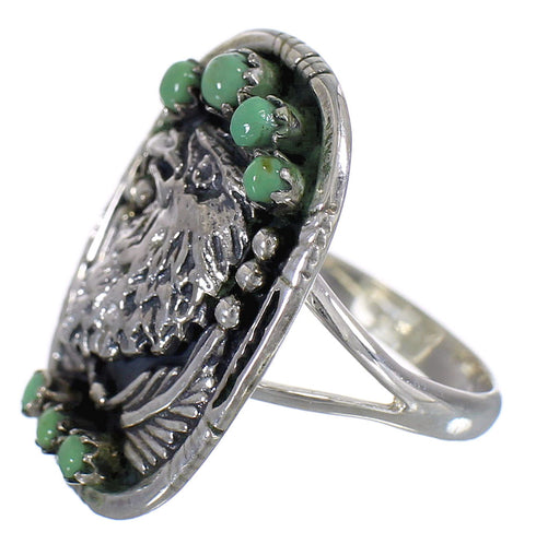 Genuine Sterling Silver Eagle Turquoise Ring Size 8-1/4 RX80396